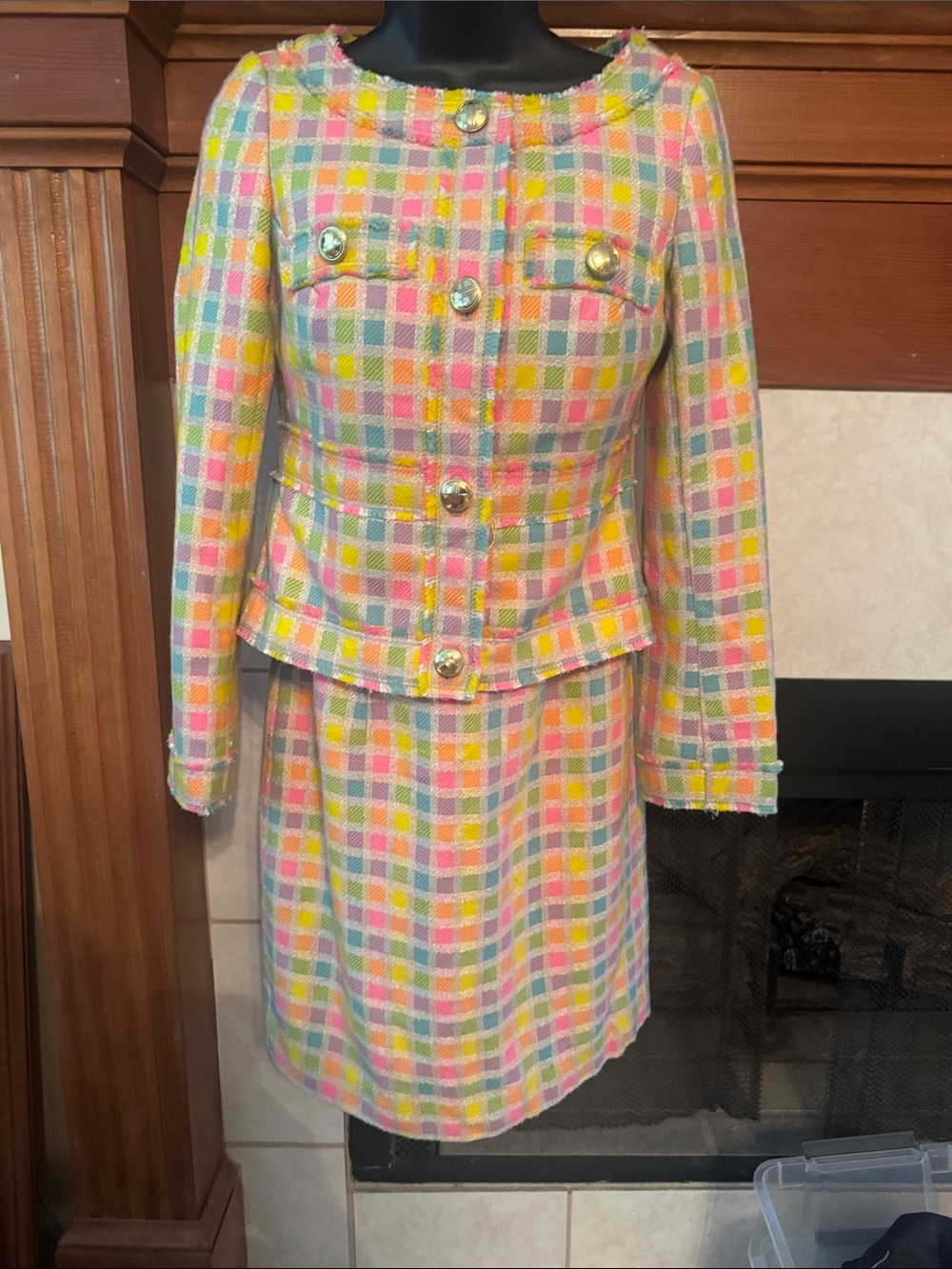 Lilly Pulitzer Pastel Plaid Tweed Dress & Jacket